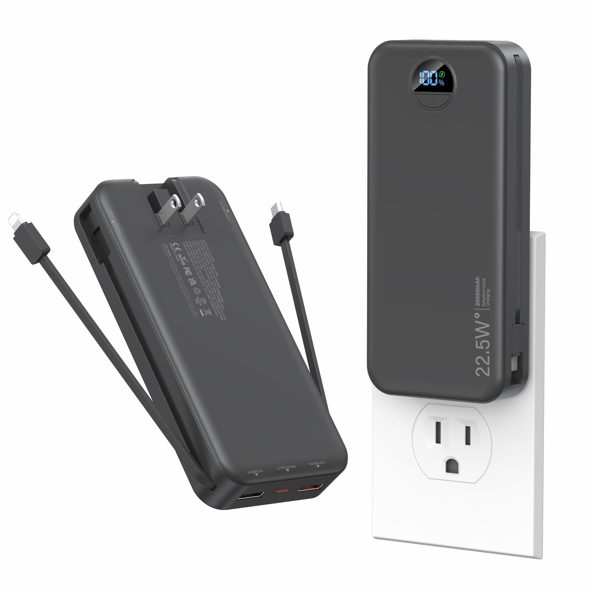 Cargador Portátil Ffnpua 20000 Mah Usb C Power Bank Con Cable