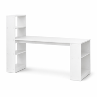 Space Home - Escritorio 120X48 Cm Con Estantería Blanca Moderna