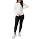thumbnail image 2 of INSPIRE CHIC Camiseta de maternidad ajustada elástica de manga larga con agujeros para los pulgares, cuello redondo, camiseta de yoga para embarazo, M, blanco, 2 of 6