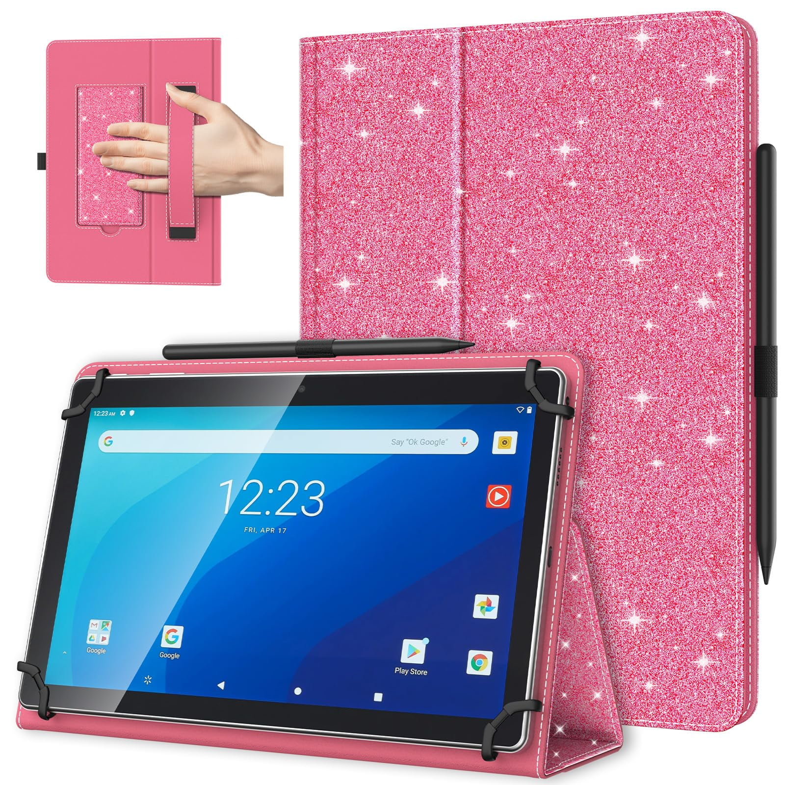 Funda Para Tablet Timovo Universal Android De 10,1" Con Correa De Mano, Color Rojo