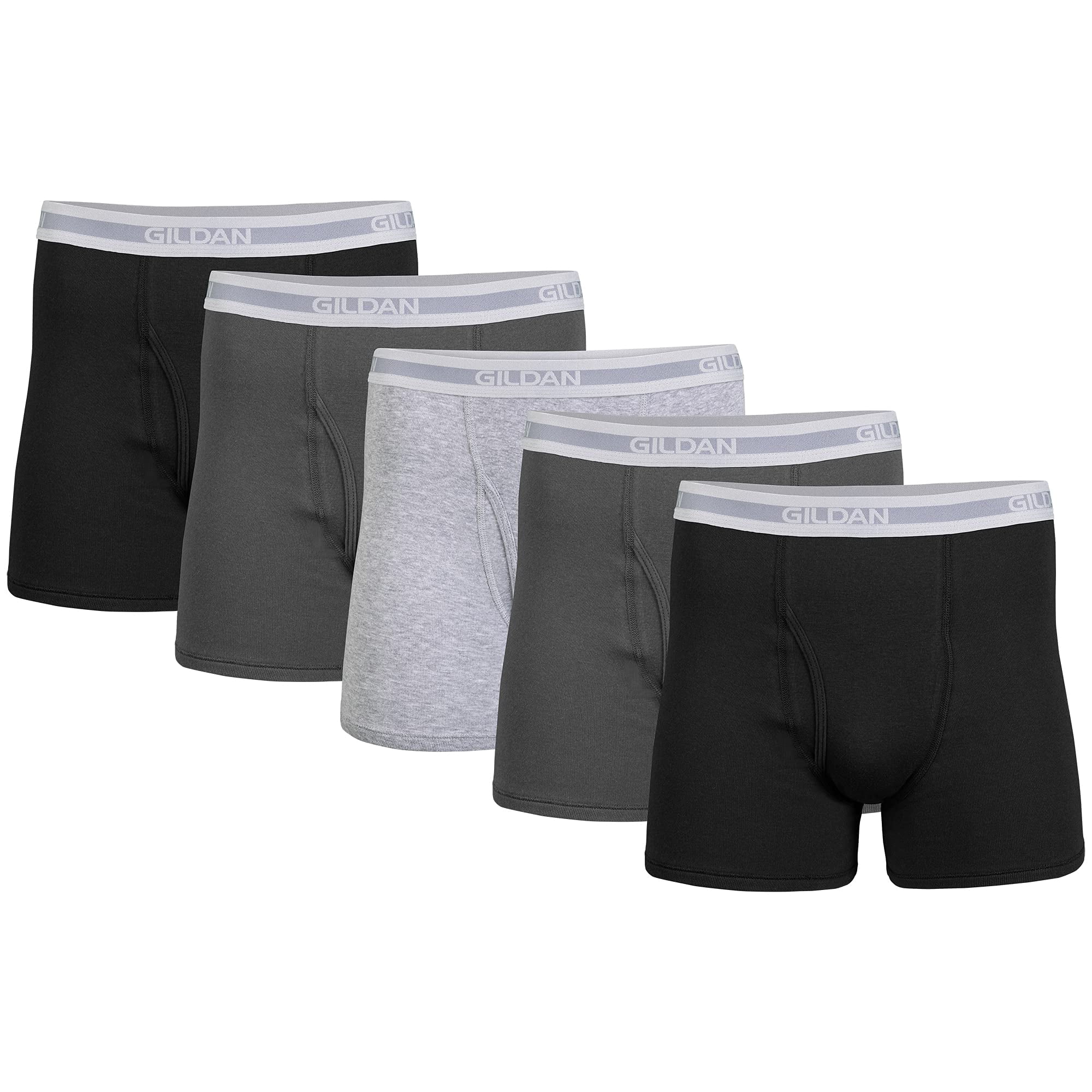 Calzoncillos Tipo Bóxer Gildan Para Hombre, Paquete De 5, Negro/carbón/gris Deportivo