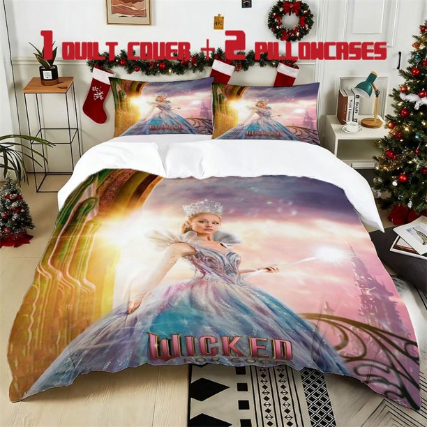 3pcs Wicked Poster Printed 3pcs Bedding Set Soft Duvet Cover with 2 Pillowcases All Season Comfort