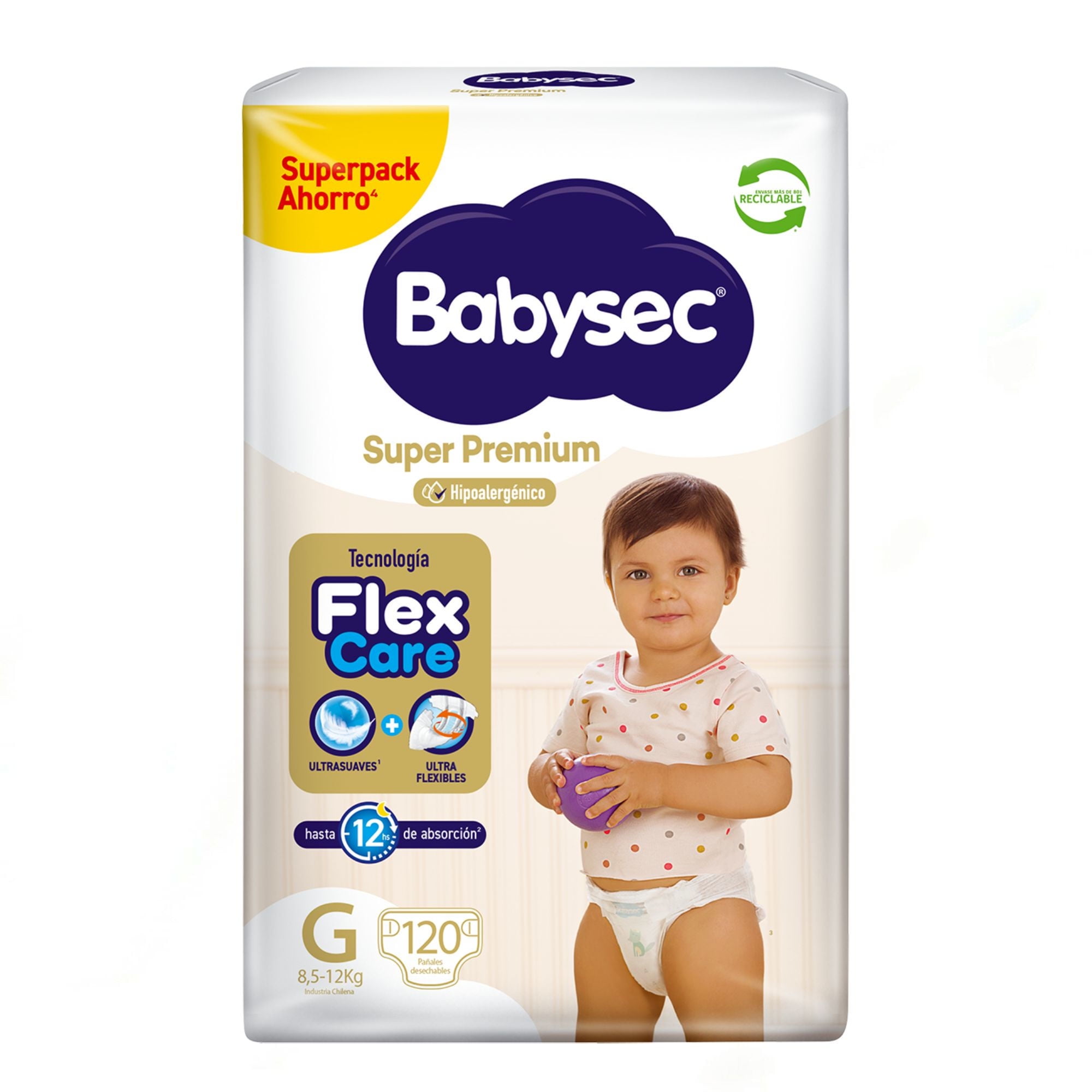 Pañales Súper Premium G, 120 Un 120 Un Babysec