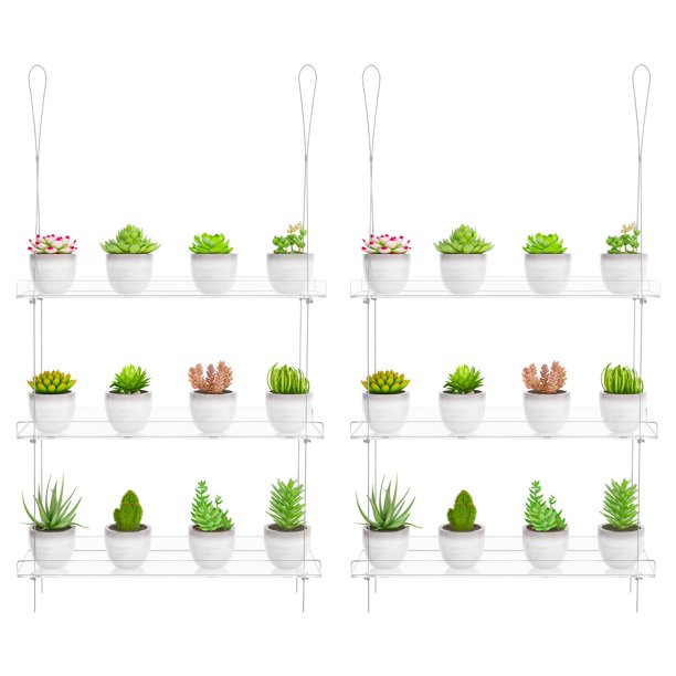 Estantes transparentes para colgar plantas en ventanas, Otniap, 16 pulgadas, 3 niveles, paquete de 2