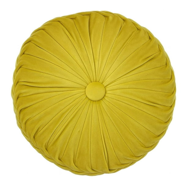 Cojín De Terciopelo Redondo Para Sillón Tela Velvet amarillo