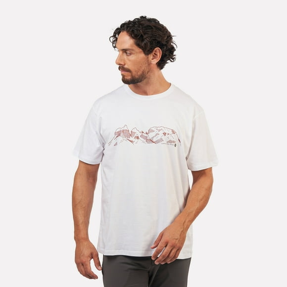 Polera Manga Corta Hombre Cuernos del Paine Blanca Atakama Outdoor