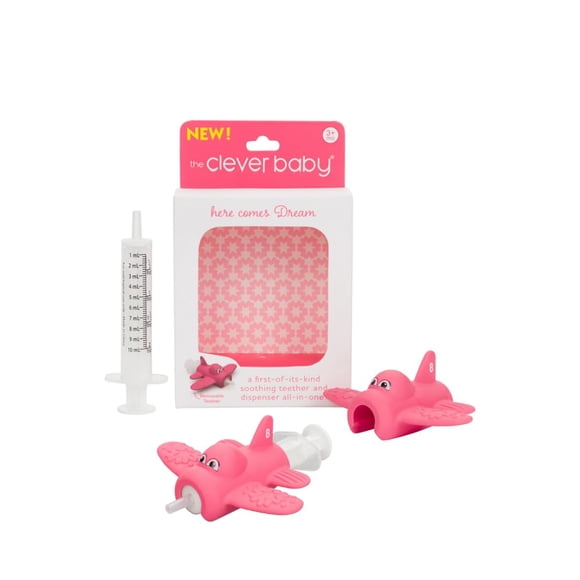 Dispensador de medicina y mordedor para bebé The Clever Baby rosa