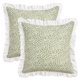 thumbnail image 1 of REGALWOVEN Juego de 2 fundas de almohada con estampado de hojas y ribete con volantes, fundas de cojín bohemias para decoración de hogar estilo rústico verde 18" x 18", 1 of 7
