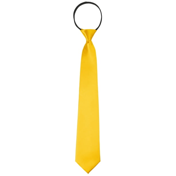Corbatas con cremallera preanudadas para hombre INSPIRE CHIC, color sólido, formales y casuales, brillo de satén, amarillo