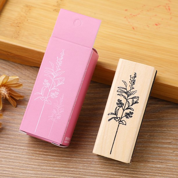 1pc, Vintage Flower and Grass Collection Stamp Set for DIY Crafts and Scrapbooking - Wooden Rubber Stamps for Unique and Personalized Designs