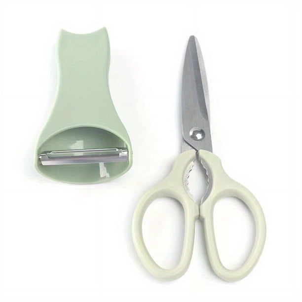 1pc, Stainless Steel Kitchen Scissors Melon Planer, Two-in-one Kitchen Special Peeling, Potato Scraper, Multifunctional Household Scissors, Kitchen Scissors Grater Walnut Clip Scissors Melon Planer, C