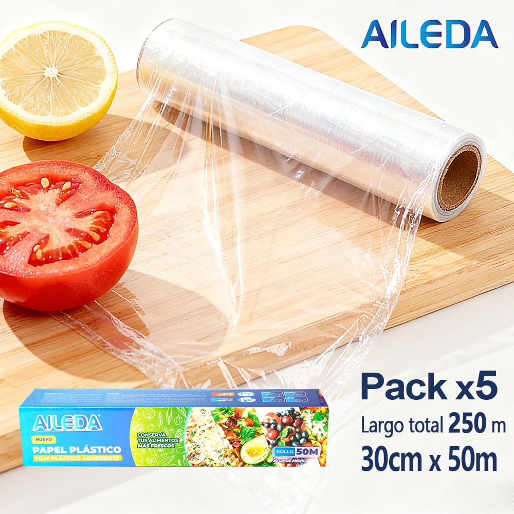 Film Aileda Plastica 30cmx50 Metros En Total 5 Cajas Con Cierra De Corte Transpar