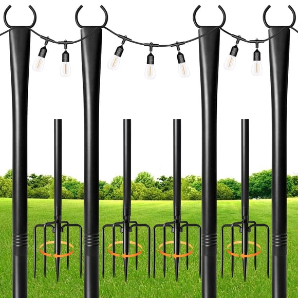 Postes metálicos para luces de cadena MuliVid, para exterior, paquete de 4