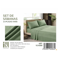 Tecnocasa - Set De Sabanas King Verde Oscuro 200 Hilos + 2 Funda De Almohada
