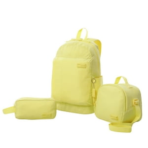 Pack Escolar X 3 + Lonchera + Estuche Yuno Mochila 14"" Amarillo Para Mujer Totto