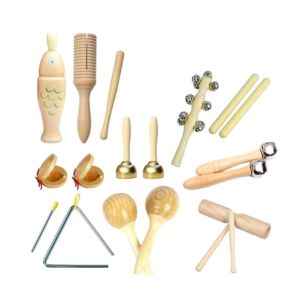 Instrumento de percusión Montessori, conjunto educativo de música de madera, coordinación mano-ojo para regalo de cumpleaños, juguetes de fiesta de 3