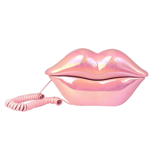 Teléfono Fijo Benotek con Cable en Forma de Labios Rosa