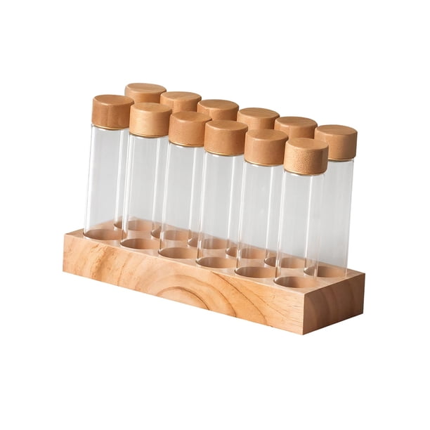 Contenedores para almacenar granos de café Tubo para almacenar café con estante de exhibición Tubos para almacenar granos de café para venta minorista 12 piezas de vidrio alto