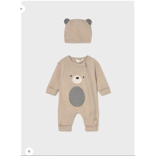 Enterito largo con gorro soft beige 2 A 4 Meses