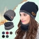 thumbnail image 5 of Conjunto de gorro y bufanda cálidos para hombre y mujer, para invierno, para exteriores, a prueba de viento, gorro de esquí holgado de punto con forro polar, 5 of 5