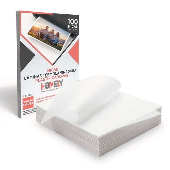 Láminas Termolaminadora Carta Homely 100 Micas 125 Micrones Plastificadora