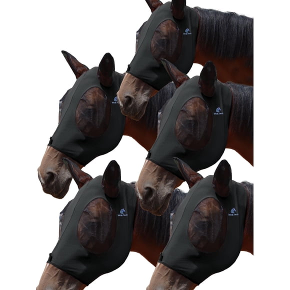 Máscaras antimoscas para caballo Mask Tech, 5 piezas, con orejas y protección UV