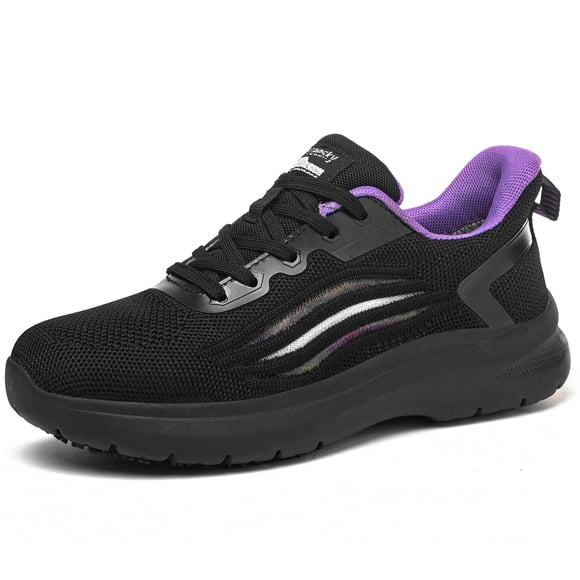 Zapatillas de Trabajo Treesky Negras Antideslizantes y Ligeras para Mujer