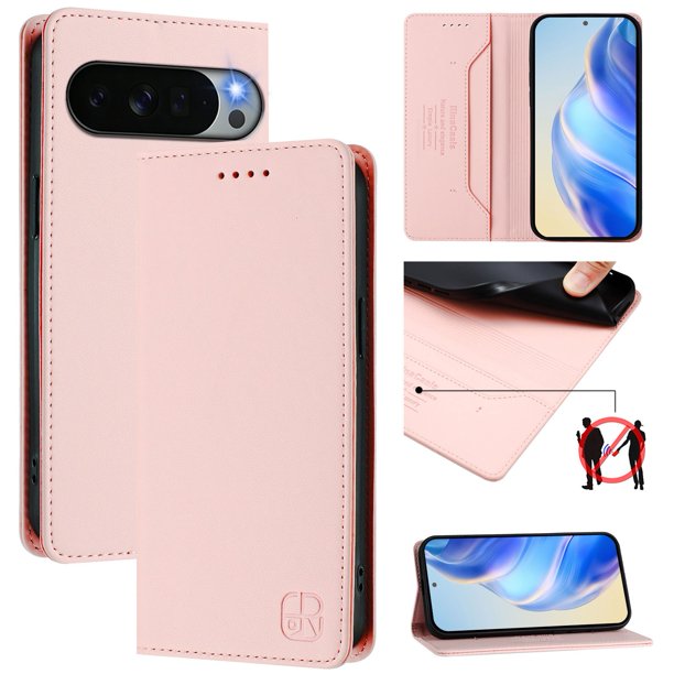 Funda Billetera con Soporte para Google Pixel 11 Pro XL Bloqueo RFID Plegable Rosa