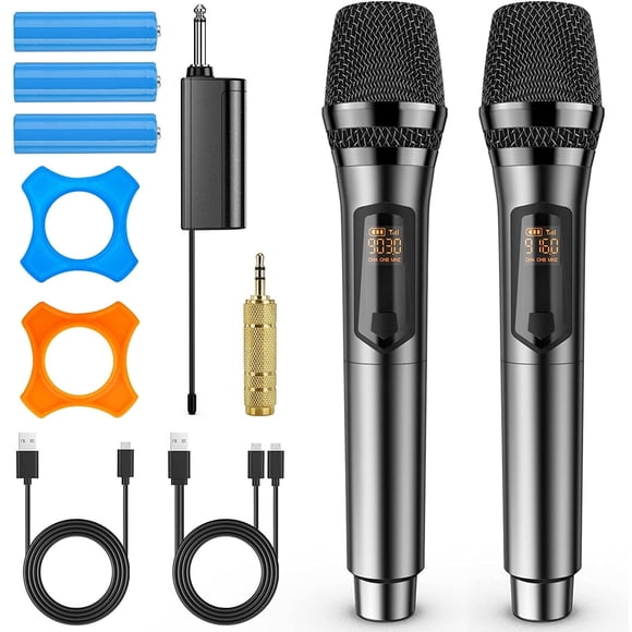Micrófonos inalámbricos Saiyin UHF Dual Handheld Recargables