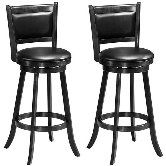 Taburetes de Bar Costway Giratorios 360° Madera Juego de 2