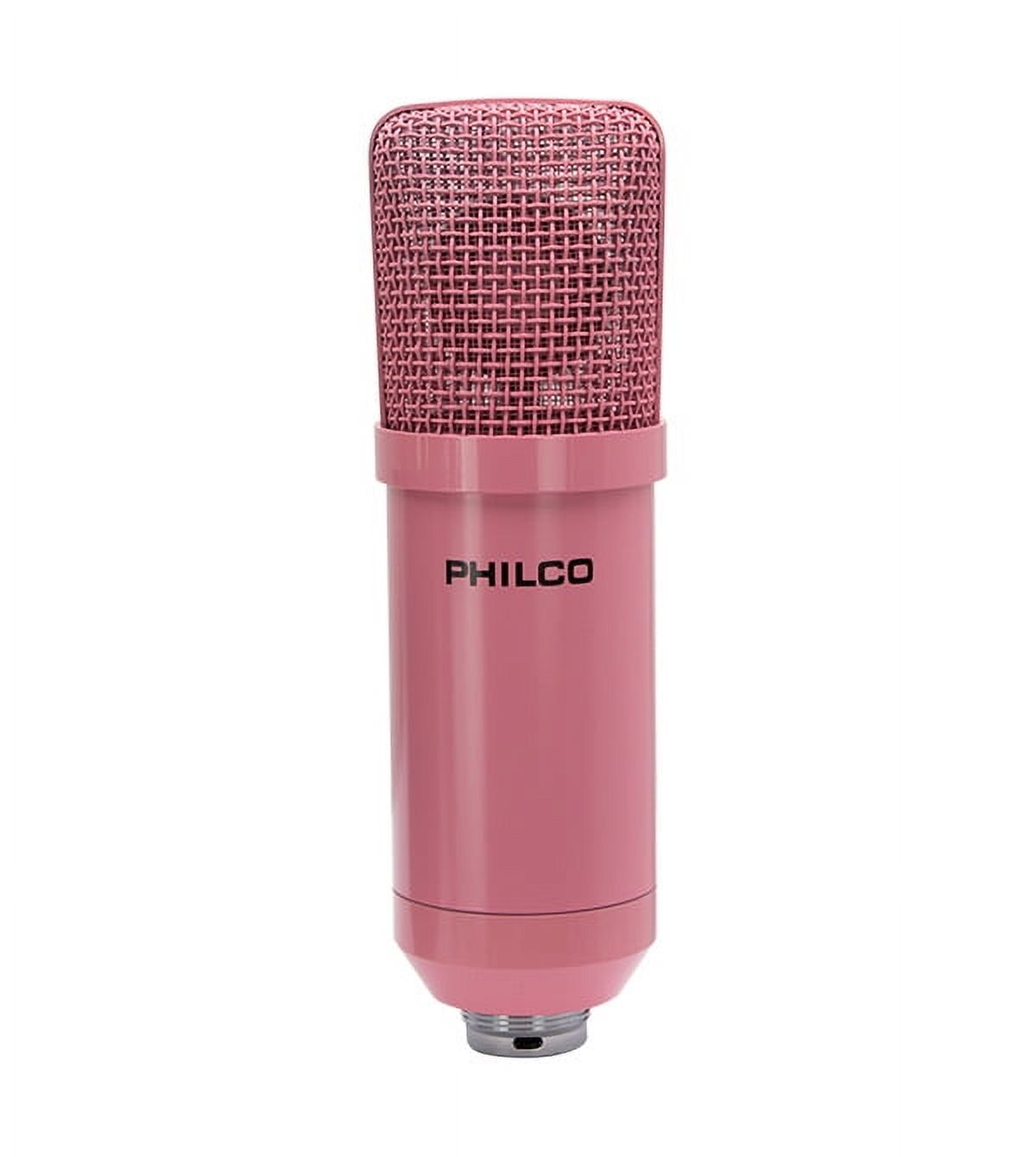 Philco - Micrófono Kit Studio C/Sop/Pop/Stand/Usb Sound Card Rosado