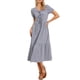 thumbnail image 2 of INSPIRE CHIC Vestido de Mujer a Cuadros Escote en V Manga Corta Vestido Midi XS Negro Azul, 2 of 6