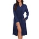 thumbnail image 1 of INSPIRE CHIC Bata larga de mujer de manga larga de rayón, bata larga suave con cinturón, ropa de dormir para salón, cubierta M Azul, 1 of 6