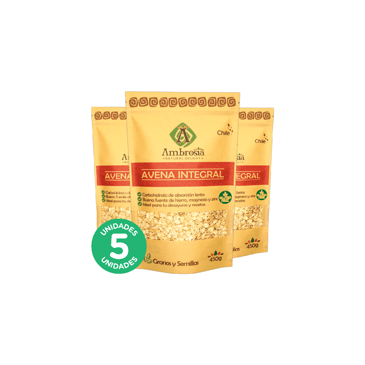 Ambrosia Spa - Pack 5, Avena Integral 450gr