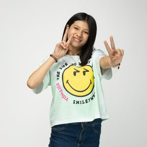 Polera Niña The Life Turquesa Smiley