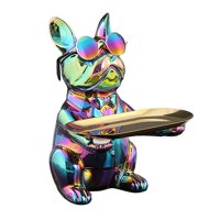 Magideal - Bandeja De Estatua De Perro De Cerámica Galvanizada De Escritorio, Soporte Multiusos Para Aperitivos, Decoración Fresca Para Interiores Y Exteriores, , Vistoso