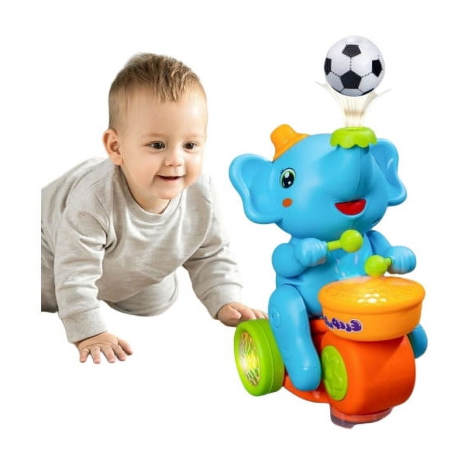 Babyluna - Juguete Elefante Con Tambor, Luz, Sonido Y Equilibrio Pelota