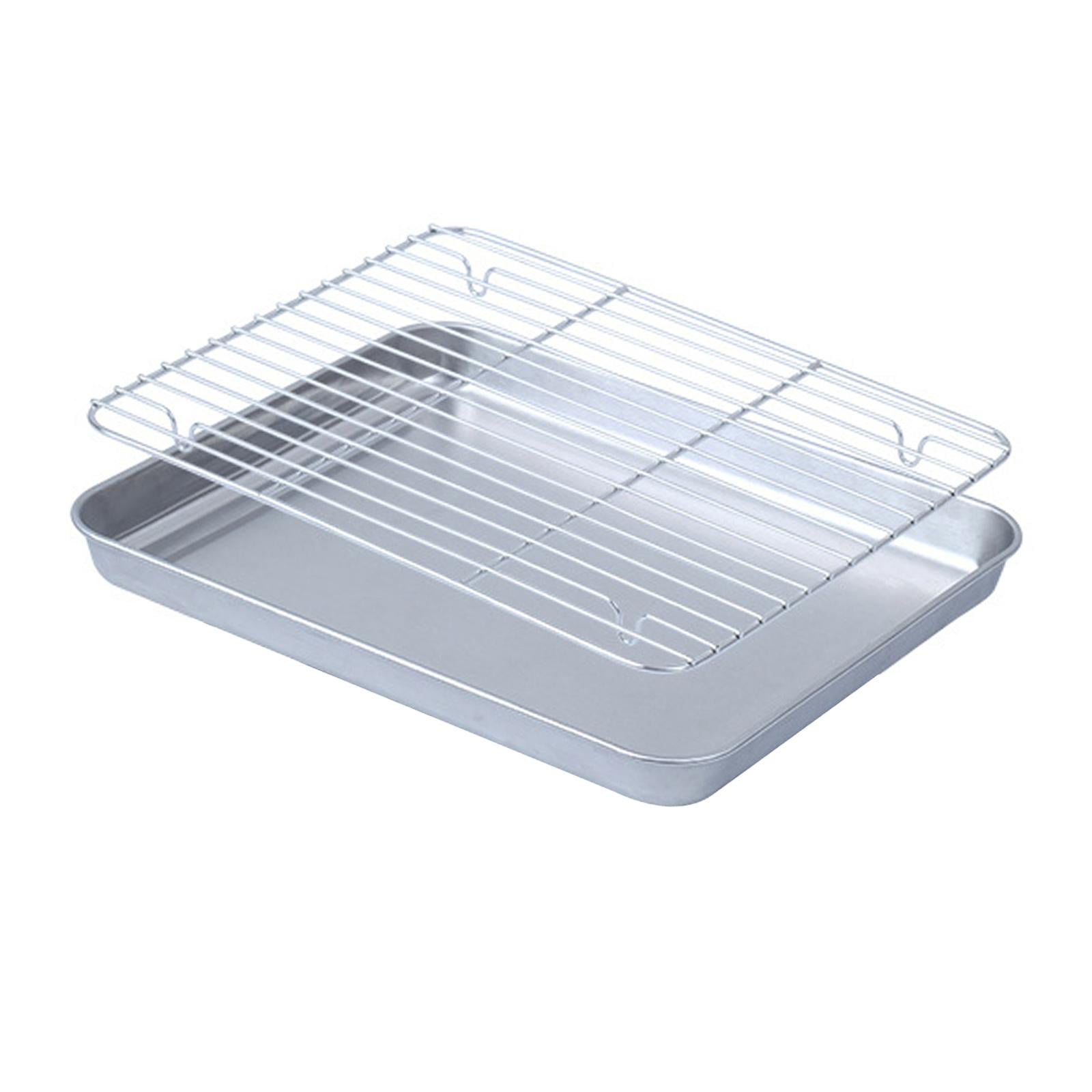 Magideal - Molde Para Hornear, Molde Para Galletas Con Rejilla De Alambre, Versátil, Bandeja Para Horno Antiadherente, Rejilla De Enfriamiento Para Hornear, Asar 28cmx23.5cm