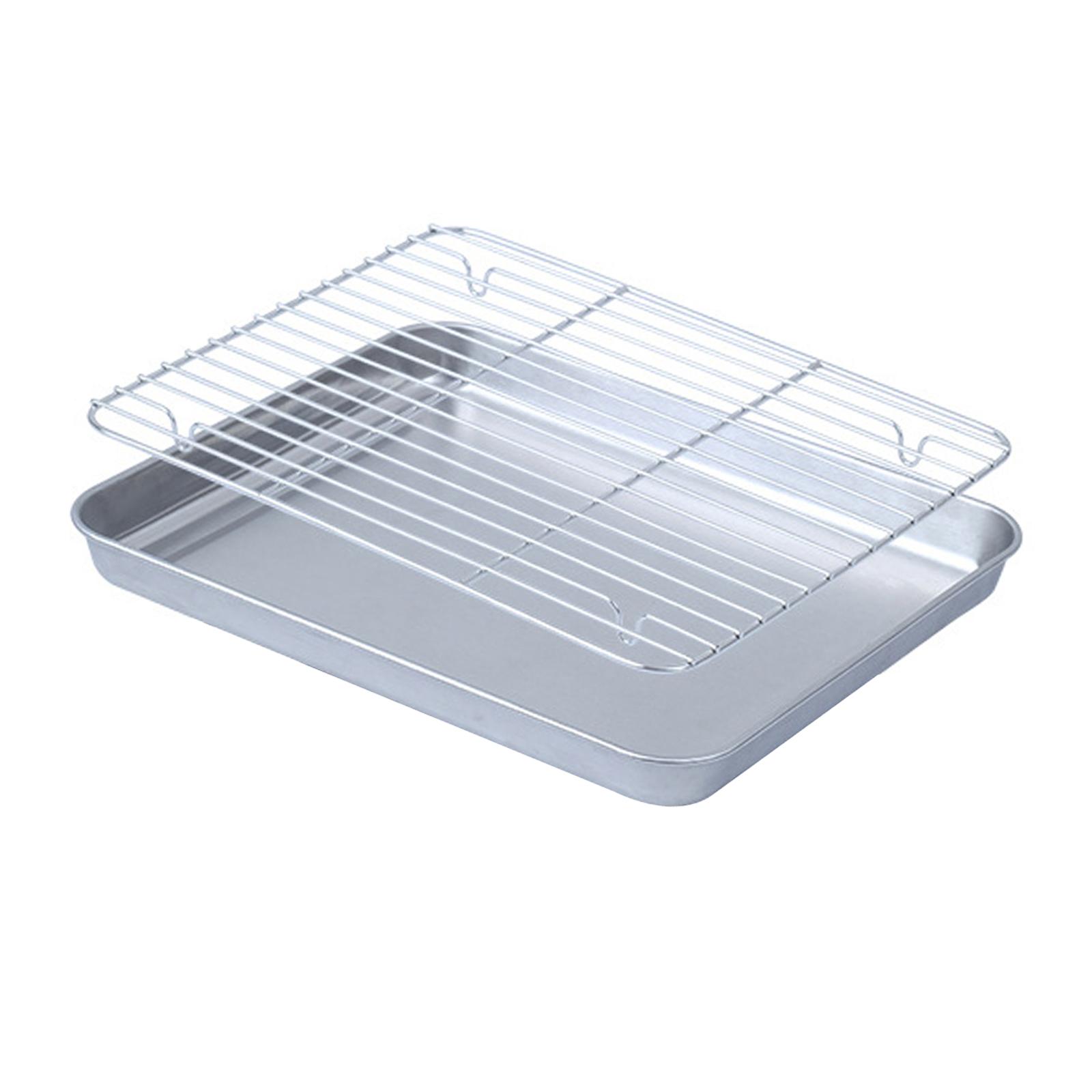 Magideal - Molde Para Hornear, Molde Para Galletas Con Rejilla De Alambre, Versátil, Bandeja Para Horno Antiadherente, Rejilla De Enfriamiento Para Hornear, Asar 28Cmx23.5Cm