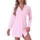 thumbnail image 1 of INSPIRE CHIC Camisón de Manga Larga para Mujer Mezcla de Algodón con Botones y Cuello con Solapa XS Rosa, 1 of 6