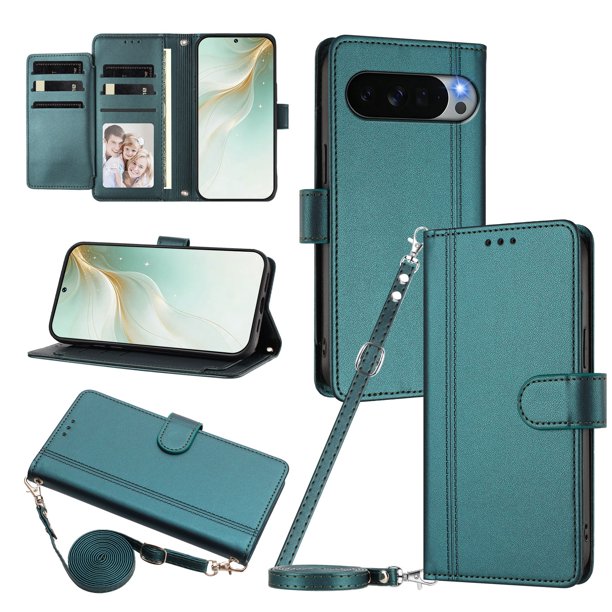 Google Pixel 11 Pro XL Funda Billetera con Cierre Magnético, Verde Oscuro