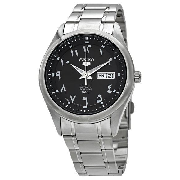 Reloj Seiko SNKP21J1 para Hombre Serie 5 Esfera Negra de Acero Inoxidable