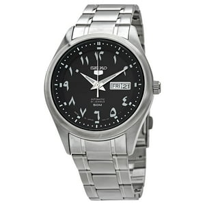Reloj Seiko Snkp21J1 Para Hombre Serie 5 Esfera Negra De Acero Inoxidable