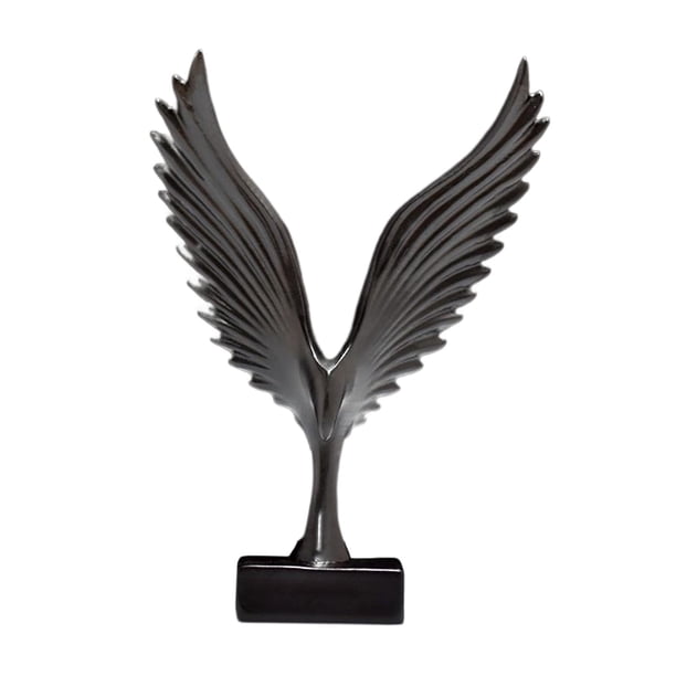 Estatua nórdica de ala de Ángel, estatuilla abstracta de águila, obra de arte Animal, escultura de resina para Interior, oficina, adornos de Hotel , negro, 10,5 cm x 3 cm x 15 cm