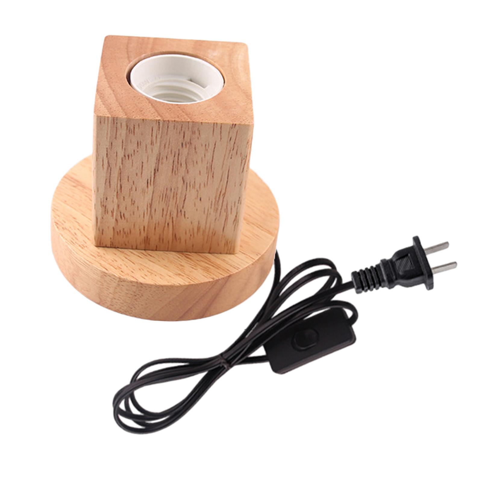 Ioensy - E27 Base De Madera Lámpara De Mesa Portalámparas Decoración Luz Nocturna 10X6X6Cm