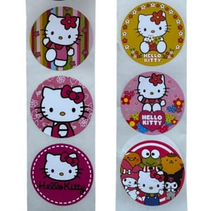 Genérico - Sticker Hello Kitty 6 Diseños 38Mm 100Un Blanco