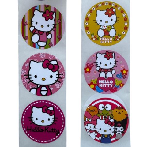 Genérico - Sticker Hello Kitty 6 Diseños 38Mm 100Un Blanco