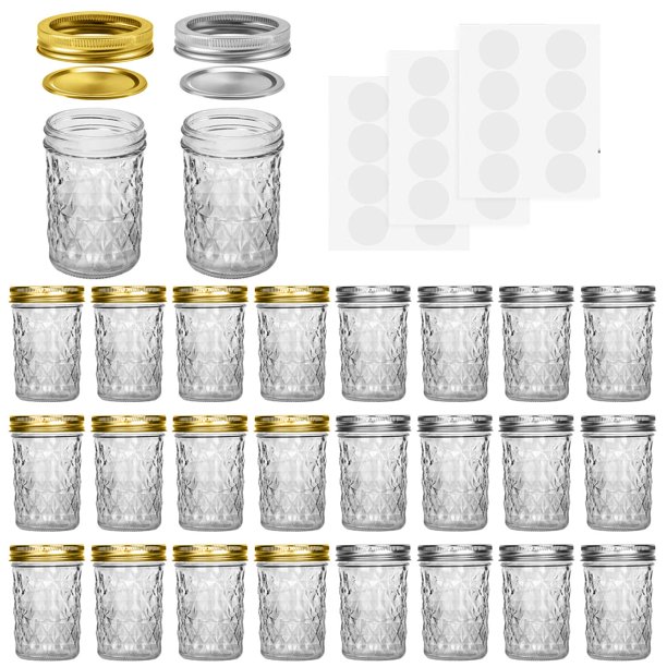 Frascos de Vidrio SPANLA para Almacenamiento de Alimentos 240 ml Paquete de 24 con Tapas