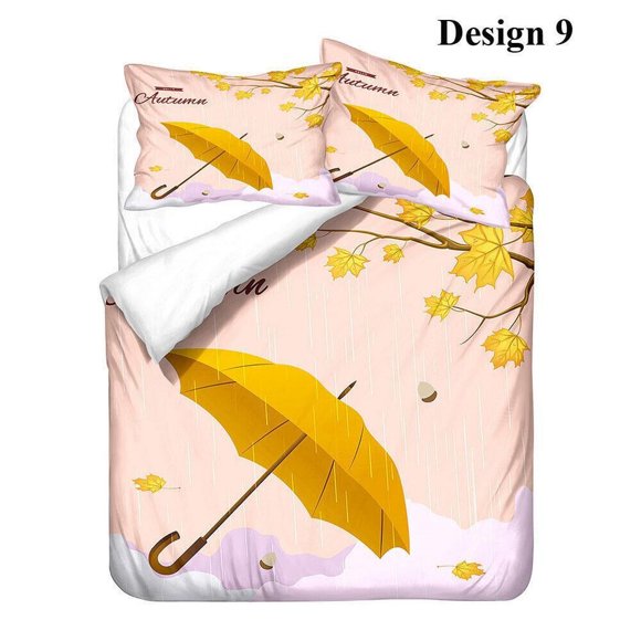 Umbrella Rain Hearts Love Gift Quilt Duvet Cover Set Comforter Cover3-Piece Bedding Set