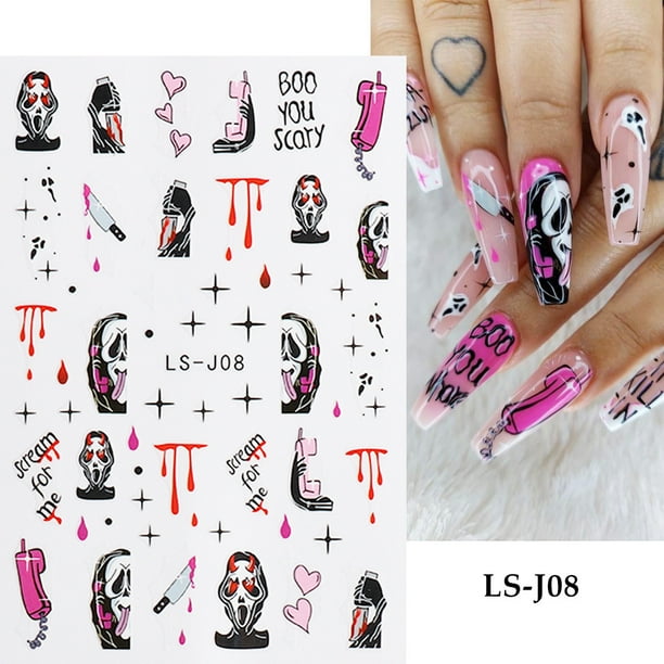 New Halloween Nail Stickers Evil Pumpkin Spider Vampire Halloween Adhesive Nail Stickers